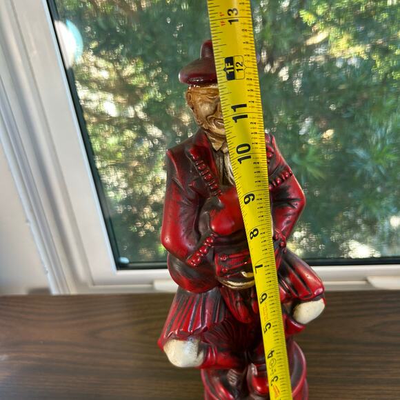 Vintage Scottish Bagpiper Figurine – Red Chalkware Musician Statue 12” Tall - Picture 15 of 16